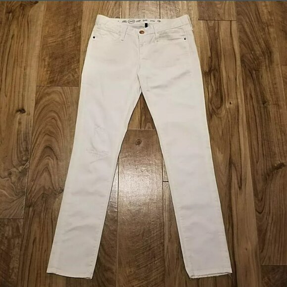 Earnest Sewn White Low Rise Harlan Ankle Jeans 26 Womens Distressed  30 x 29.5 - Picture 1 of 16
